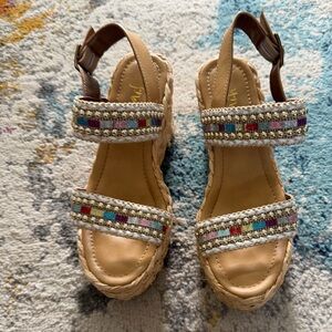 Colorful Beaded Espadrille Sandals
